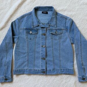 Phoebe J. Collection Rhinestone Bedazzled Blue Denim Jacket Sparkle Bridal Bride